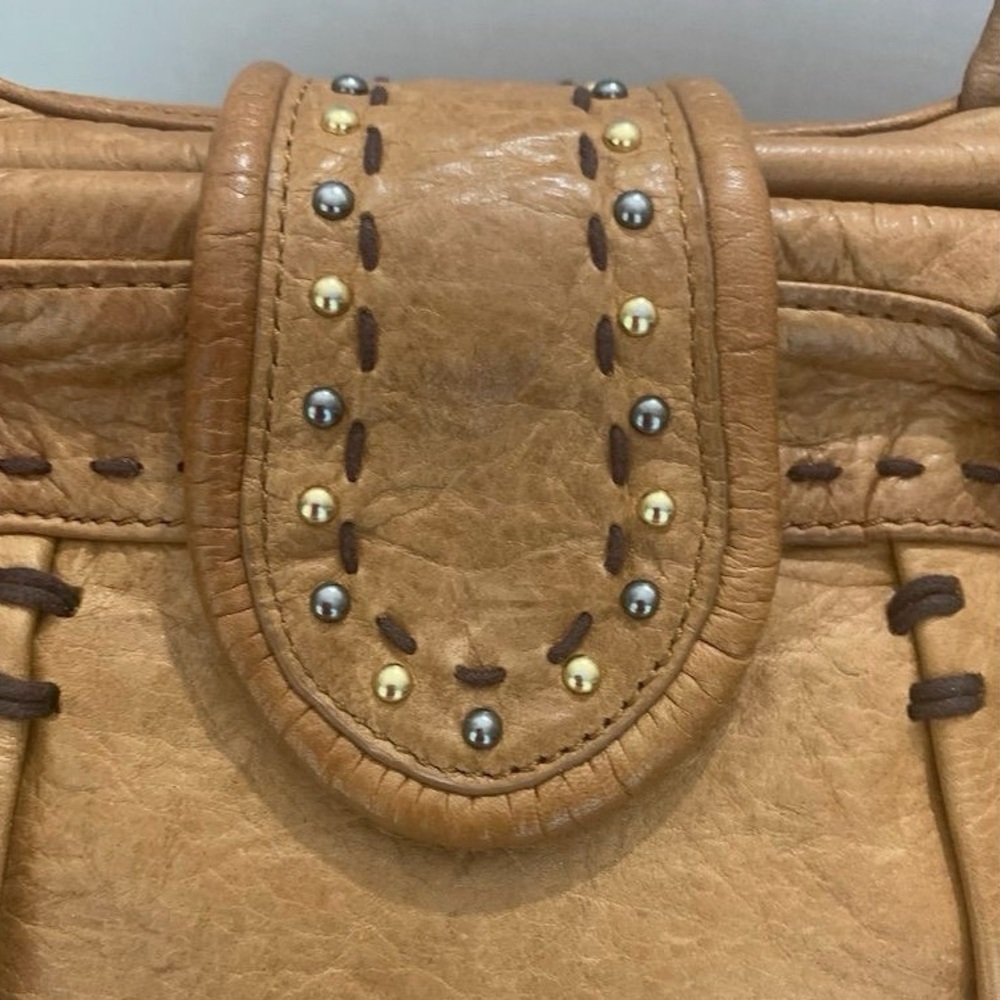Isabella Fiore Leather Satchel Handbag Studded Boho Y2K Purse Beaded Bag - Picture 13 of 16
